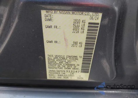 2015 Nissan Altima 2.5 S from USA, damaged, VIN 1N4AL3AP1FN313147